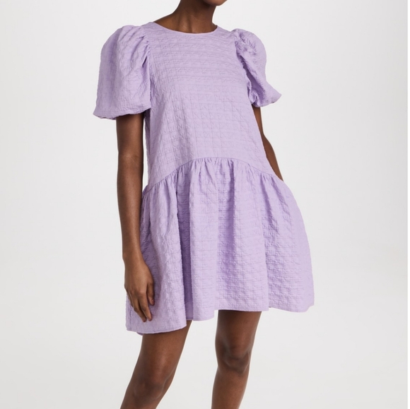 English Factory Back Tie Jacquard  Lavender Mini Dress Size M - Picture 8 of 10